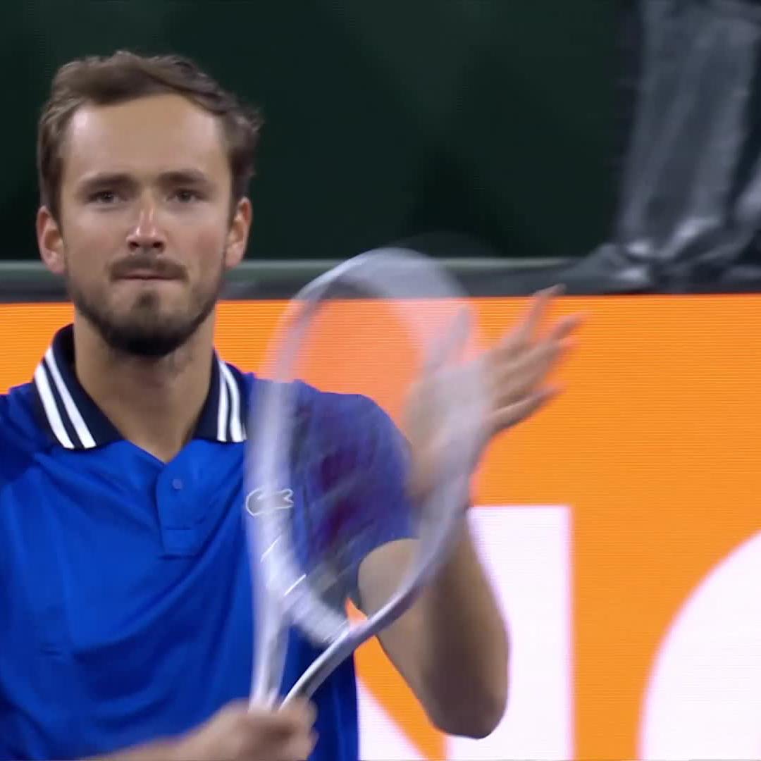 Daniil Medvedev to Holger Rune at the net: “I didn’t hear you say sorry.” Holger: “There’s no reason to talk about it”