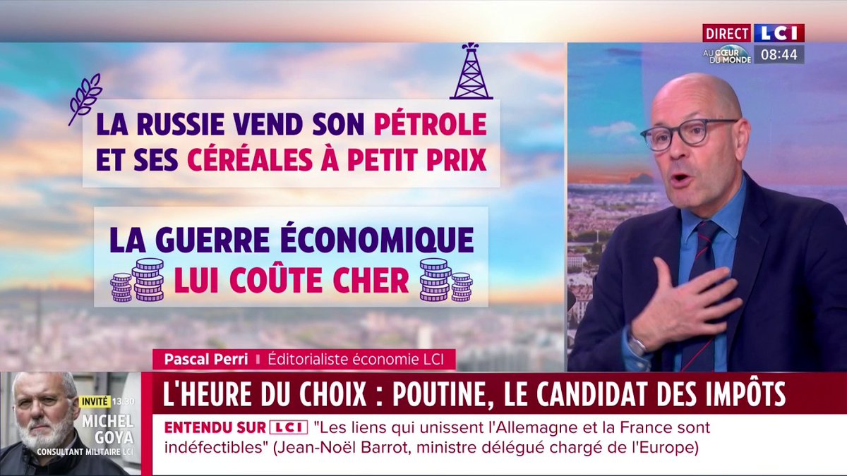 La guerre russo-ukrainienne commence à peser sur les finances russes. Poutine annonce des hausses d'impôts. L'embargo commence à fonctionner. "L'Heure du choix" de PERRI sur LCI