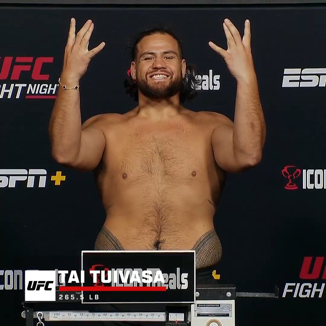 Heavyweights tipping the scale for our #UFCVegas88 main event! 🇦🇺 Tai BAM BAM Tuivasa - 265.5lb 🇵🇱 Marcin Tybura - 247lb
