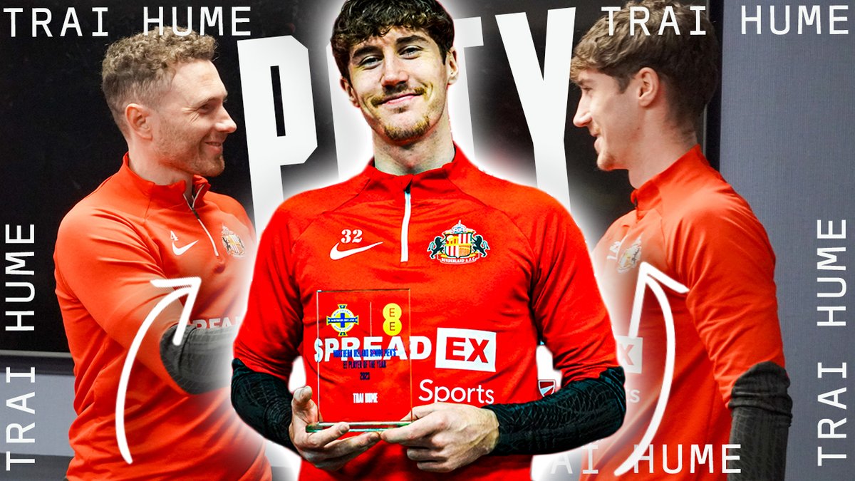 There was a surprise waiting for EE NI Player of the Year Trai Hume at Sunderland AFC training today.. 👀 #GAWA