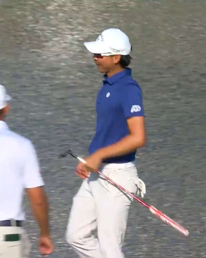 Min Woo Lee from 60 feet ... The second longest putt made on No. 17 since 2003 💪