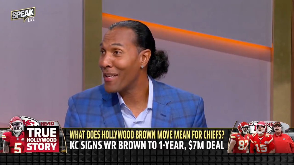 .T.J. Houshmandzadeh reacts to the Chiefs signing Hollywood Brown “The Chiefs are still searching for that Tyreek Hill explosiveness.”