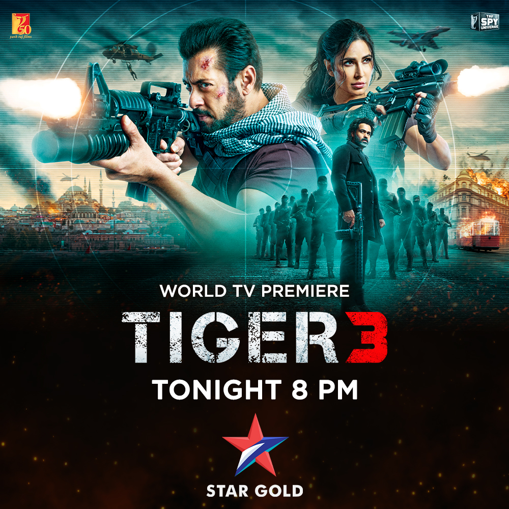 This showdown is going to be epic! 🔥 Watch the #WorldTVPremiere of #Tiger3 tonight at 8pm #OnlyOnStarGold