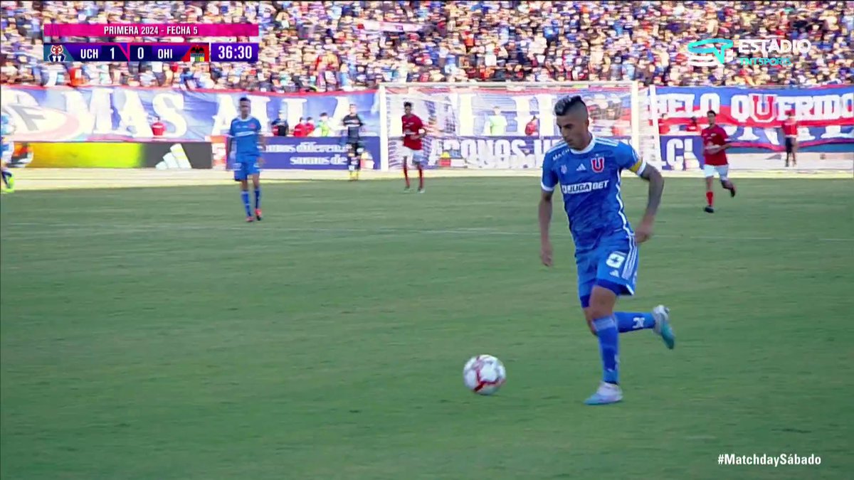 ⚽🔴🔵👉, 1-0, 36', M. Guerrero Universidad de Chile toma la ventaja ante O'Higgins tras la anotación del joven atacante a raíz de un centro de Leandro Fernández por el sector izquierdo de la cancha. #MatchdaySábado.