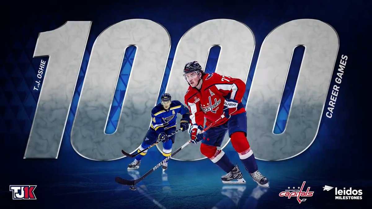 The heart and soul of this club since the day you joined. Cheers to 1,000 games and cheers to you, TJ Oshie! #TJ1K | Leidos