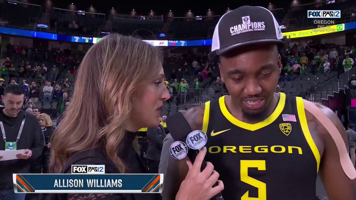 Jermaine Couisnard caught up with Allison Williams after Oregon defeated Colorado in the final Pac-12 Championship game 👏
