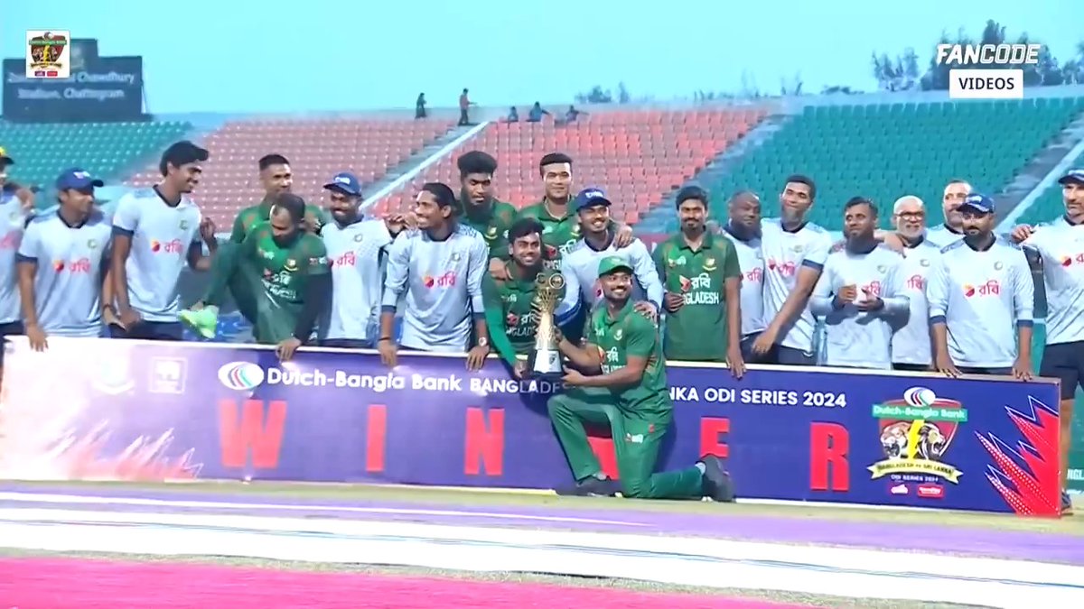 During World Cup - Mathews was timed out vs Bangladesh due to helmet issue. After the T20I series - Sri Lanka celebrated the win with a timed-out move. Now after the ODI series - Mushfiqur bought his helmet to celebrate the win. This is Cinema. 😁👌
