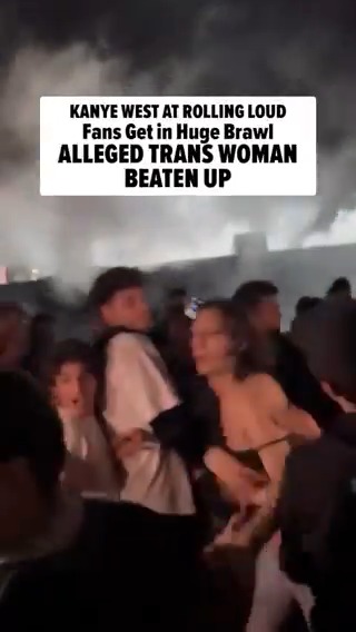 ⚠️WARNING: GRAPHIC VIDEO⚠️ #KanyeWest's appearance at #RollingLoud appears to have sparked a massive brawl that roped in an alleged transgender woman ... who took a serious beating.