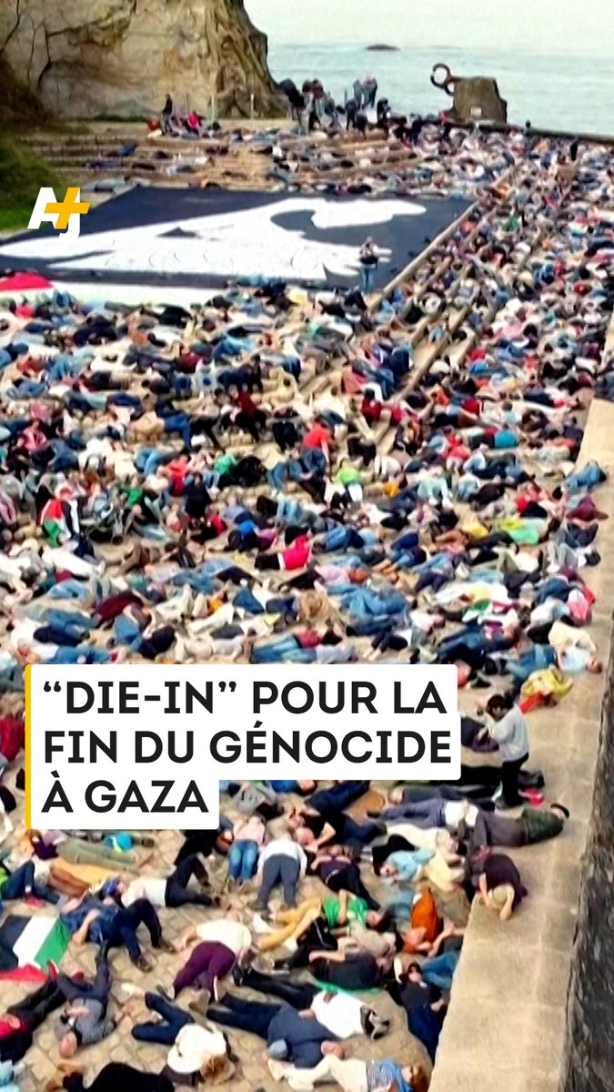 Regardez ce “die-in” impressionnant organisé à Saint-Sébastien, en Espagne, pour dénoncer le génocide en cours à Gaza :
