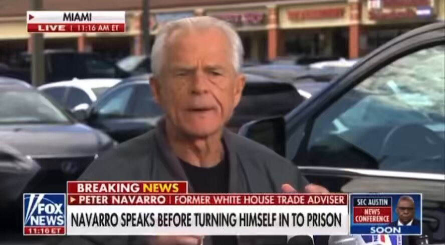 Heading into prison today, Peter Navarro says he’s like George Washington.