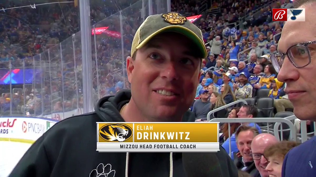 Drinkwitz and Mizzou Football are on hand for a big #stlblues game. And Drink tells Andy Strickland how important St. Louis is in the recruiting battle: "It's huge. Since the day I got the job I've always said we've got to recruit St. Louis better than we ever have before."