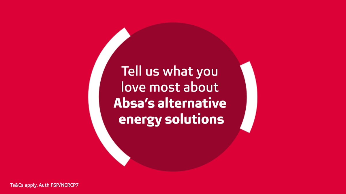 Keep writing your story with the Absa Bounce Back Solar Loan! Tell us what you love most about Absa’s alternative energy solutions and you could WIN 1 of 10 R500 CashSends.🔥 Follow us, reply using #WeDoMoreWednesdays and the ❤️ emoji. #YourStoryMatters