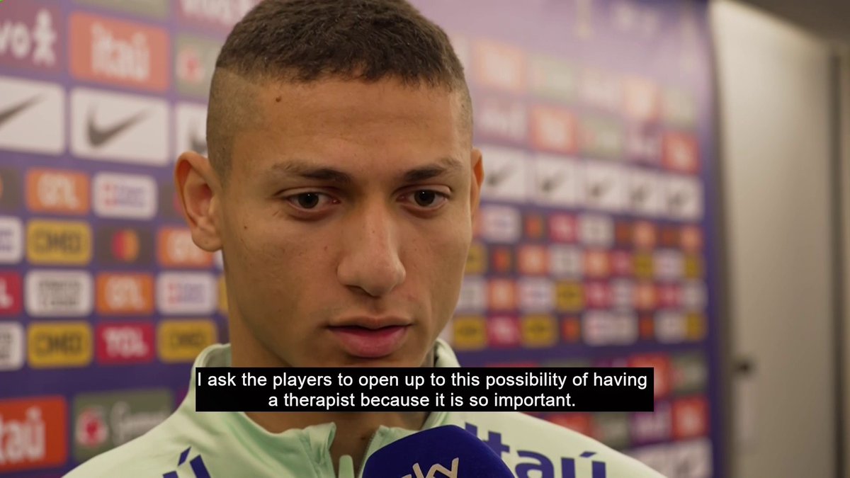 Richarlison speaks about how a psychologist is helping him with his mental health and asks players to open up to having a therapist 🇧🇷