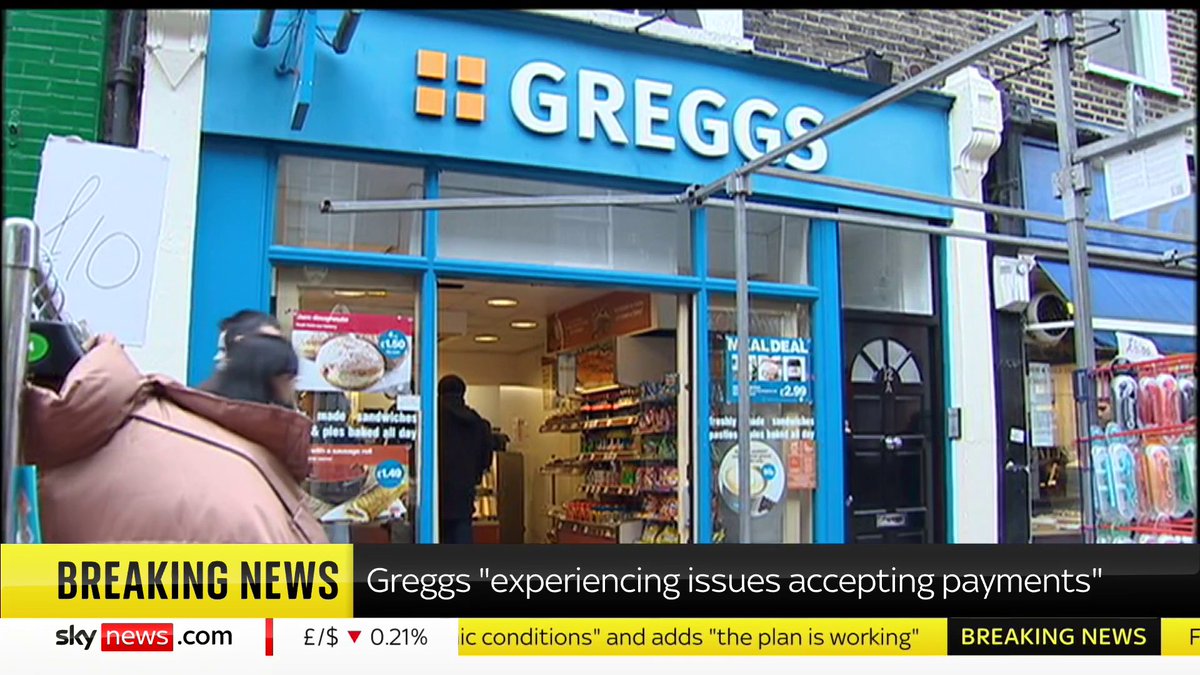 BREAKING: Greggs stores across the UK have been hit by technical issues preventing them from accepting payments, forcing some to close. 📺 Sky 501