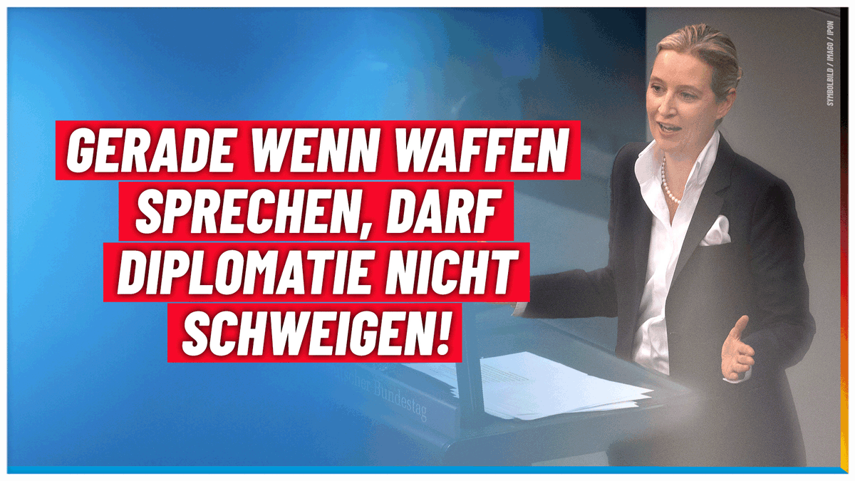 "Realistische Außenpolitik hat die Aufgabe, im Propagandadonner der Kriegsparteien die Anknüpfungspunkte für einen tragfähigen Interessenausgleich zu finden. Gerade wenn die Waffen sprechen, darf die Diplomatie nicht schweigen!" #Kriegstreiber #DeshalbAfD #AfD #Ukraine