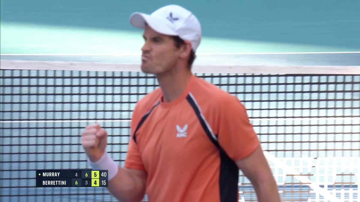 Andy Murray defeats Matteo Berrettini from a set down 4-6 6-3 6-4 to progress to round 2 of the Miami Open 👏