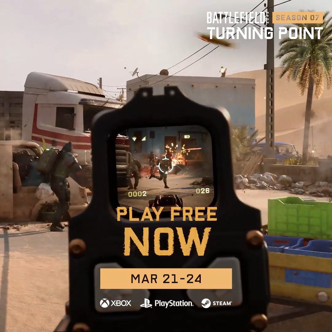 📢 Download and play #Battlefield 2042 FREE on 🟢 Xbox 🔵 PlayStation ⚫ Steam. 📅 Available now until March 24. Who's looking for a squad? 🎮👇