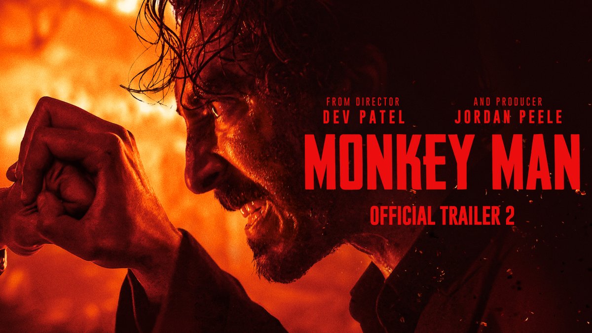 The new trailer for Dev Patel’s ‘MONKEY MAN’, produced by Jordan Peele In theaters on April 5.