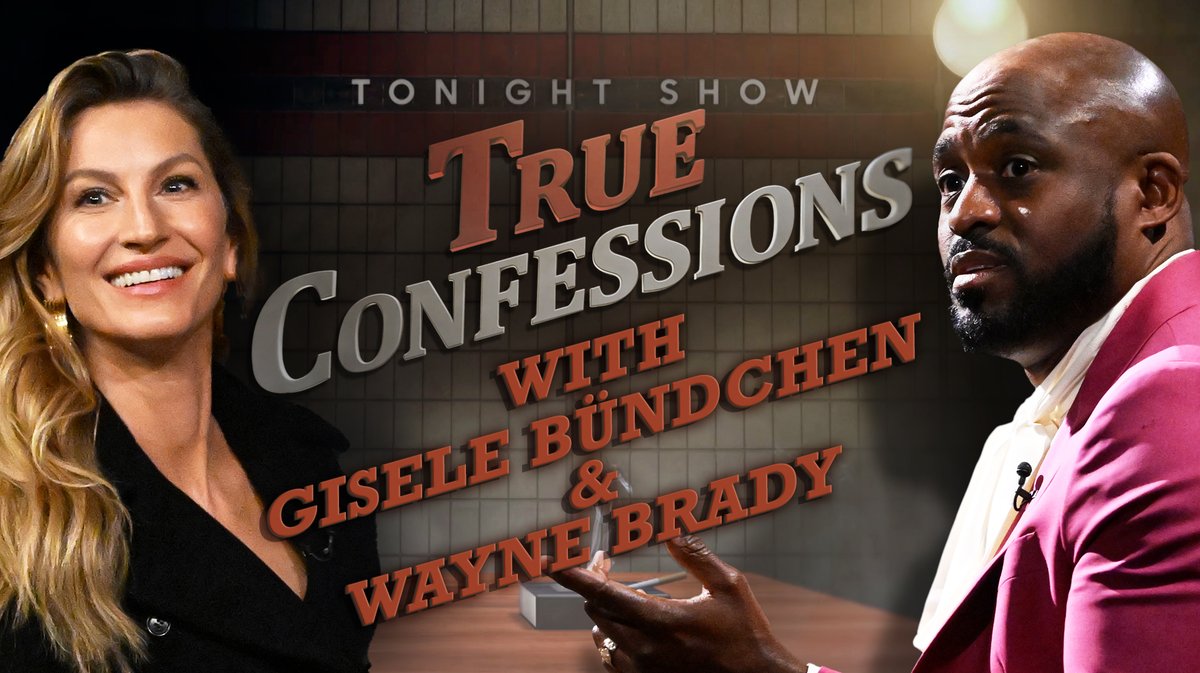 .Gisele Bündchen and Wayne Brady try to guess if Jimmy got hit by a car the night before hosting the Movie & TV Awards in True Confessions ☕ #FallonTonight