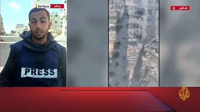 #الجزيرة تحصل على صور تظهر آثار دهس دبابة إسرائيلية فلسطينيا مصابا في محيط مستشفى الشفاء بغزة #الأخبار #حرب_غزة