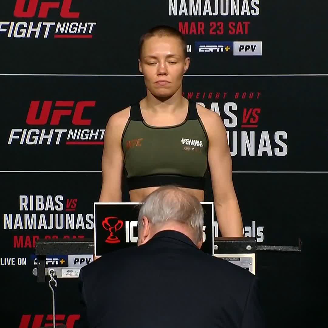 Thug Rose is READY 🌹 Rose Namajunas is on weight at 125.5 lbs and the #UFCVegas89 main event is official! [ TOMORROW on ESPN+ | 7pmET/4pmPT ]