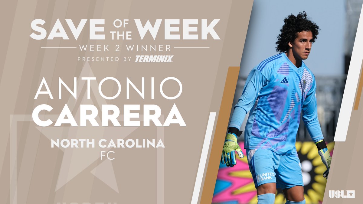 "He had to be sharp, and he was!" 😎 Antonio Carrera of North Carolina FC has won the Terminix Save of the Week 🏅