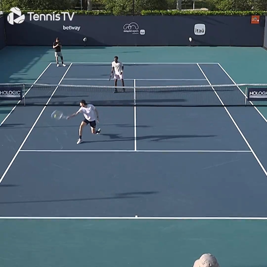 Skill level 💯 @BublikAlexander &amp; Gael Monfils with some ping pong tennis in Miami! Miami Open