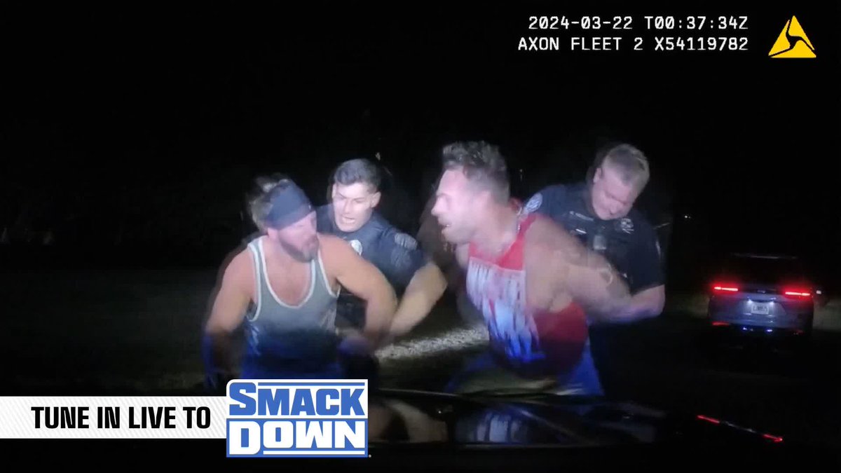 After showing up to AJ Styles's home and starting a fight, LA Knight was arrested. He's since been released after AJ refused to press charges. 🚔👀 Save it for #WrestleMania, boys... 😳 #SmackDown