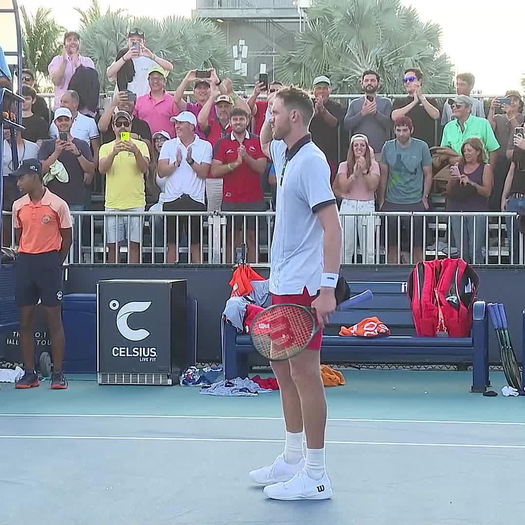 Miami ❤️ Jarry Listen to them roar for Nicolas Jarry Fillol after his 7-6 4-6 7-6 win over Jack Draper at #MiamiOpen