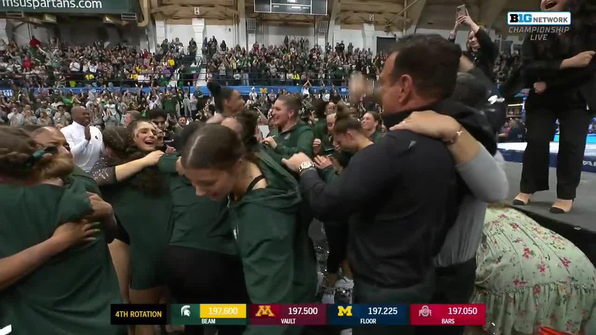 For the first time in program history, Michigan State Gymnastics is your #B1GymChamps after scoring a 197.600. 🏆