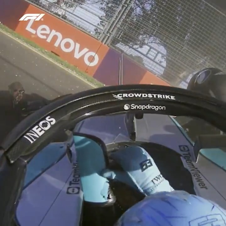 Big impact for George Russell 😮 Good to see the Mercedes man walk away unscathed from this crash 👍 #F1 #AusGP