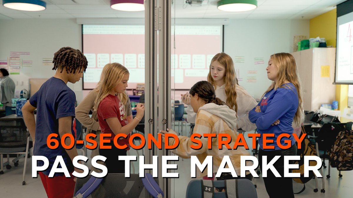 Math teachers: Try giving small groups of students a single dry-erase marker, a nonpermanent vertical surface, and a rich math task, and watch the magic unfold. 💫