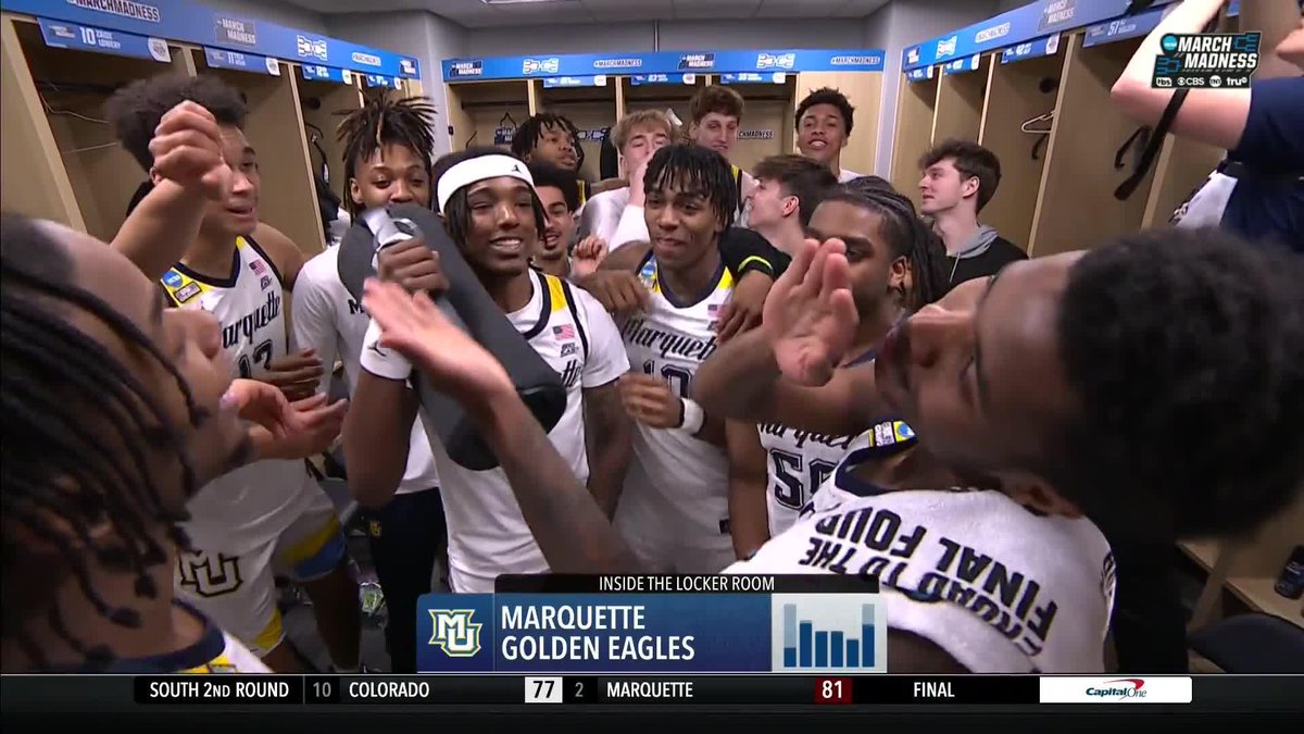 A look into Marquette Men’s Basketball's locker room after their victory over Colorado 🎶