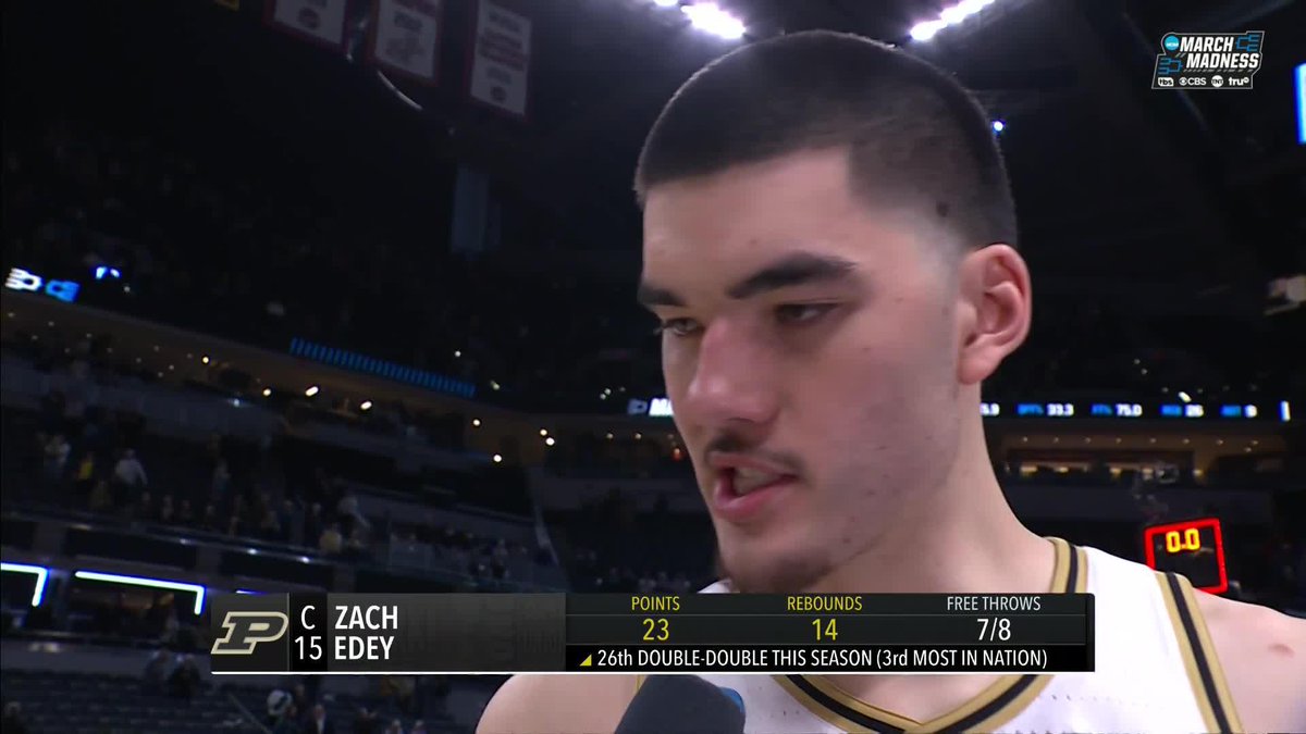 "No pressure just basketball. We did what we were supposed to do. We're gonna keep moving on." —Purdue Men's Basketball's Zach Edey