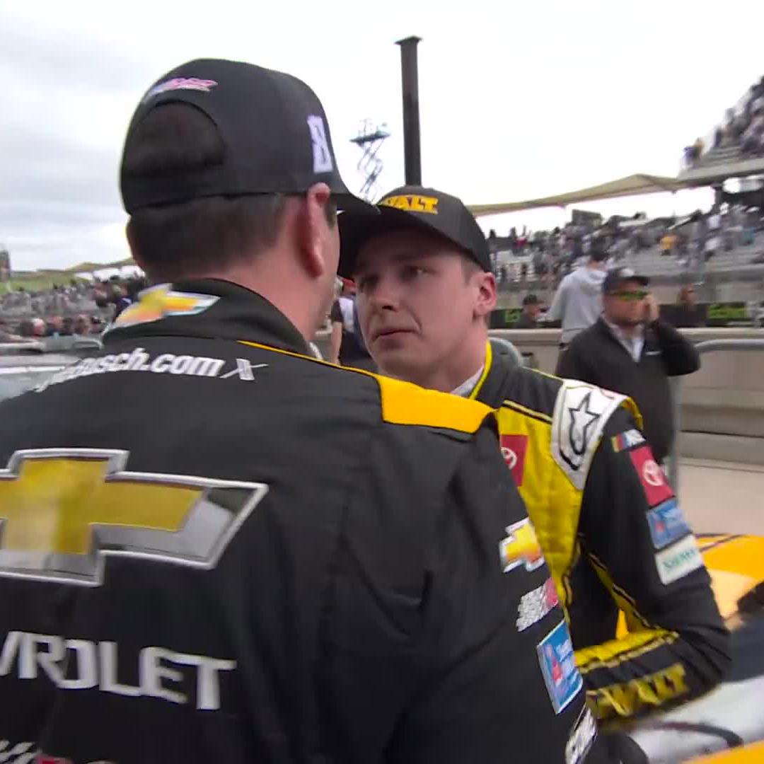 .Christopher Bell and Kyle Busch exchange words following the race.