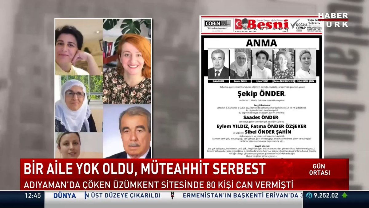 Depremzede ailenin adalet arayışı... Baba hastalıktan, taziyeye gelen ailesi depremden öldü. Habertürk TV Muhabiri karslioznur'in haberi.