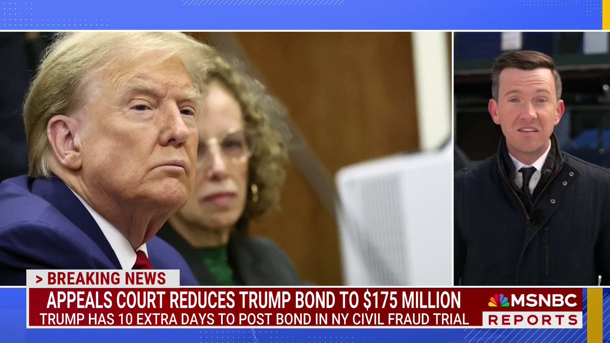 Donald Trump responds to the reduced bond of $175 million @VaughHillyard reports he is “guaranteeing” he will pay within 10 days, but we still don’t “know how much liquid cash Donald Trump actually has at his disposal.”