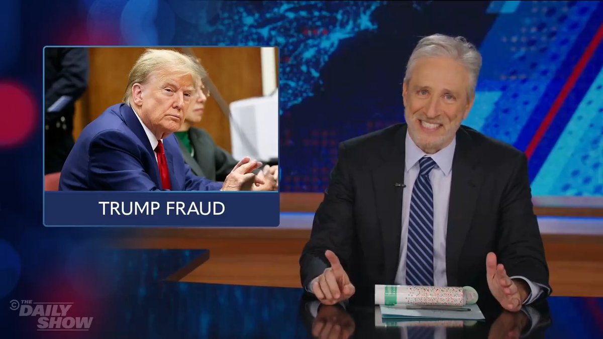 Jon Stewart unpacks Trump's $454 million fraud penalty and the bogus idea being floated by "money experts" like Kevin O'Leary that it's a "victimless" crime