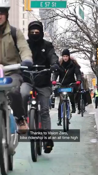 Cycling is booming in NYC! From record-breaking bike lane miles to helmet fittings and group rides, this is how Vision Zero has improved safety for cyclists over the past 10 years: