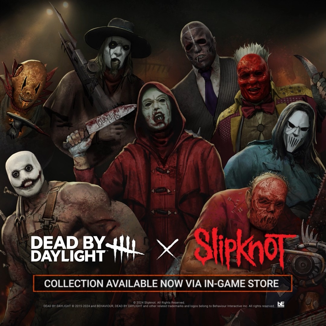 Their stares will haunt you long after the song is over. Slipknot terrifying Masks come to Dead by Daylight, with Cosmetics for The Trapper, The Deathslinger, The Clown, The Doctor, The Hillbilly, The Wraith, The Blight, and The Legion.