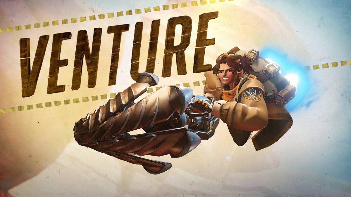 Venture is here and they’re burrowing their way to the battlefield! ⛏️ Meet our newest Damage Hero and try them out for yourself in their limited-time trial Mar 28 through Mar 31 ✨