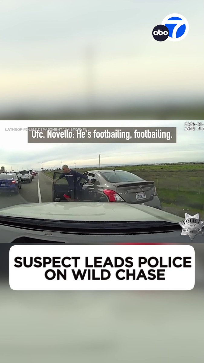 WILD! Police in Northern California have released dashcam footage of the shocking moment a domestic violence suspect jumped onto a moving car and clung to it on a highway, as he tried to evade cops during a chase. 🚨🚨