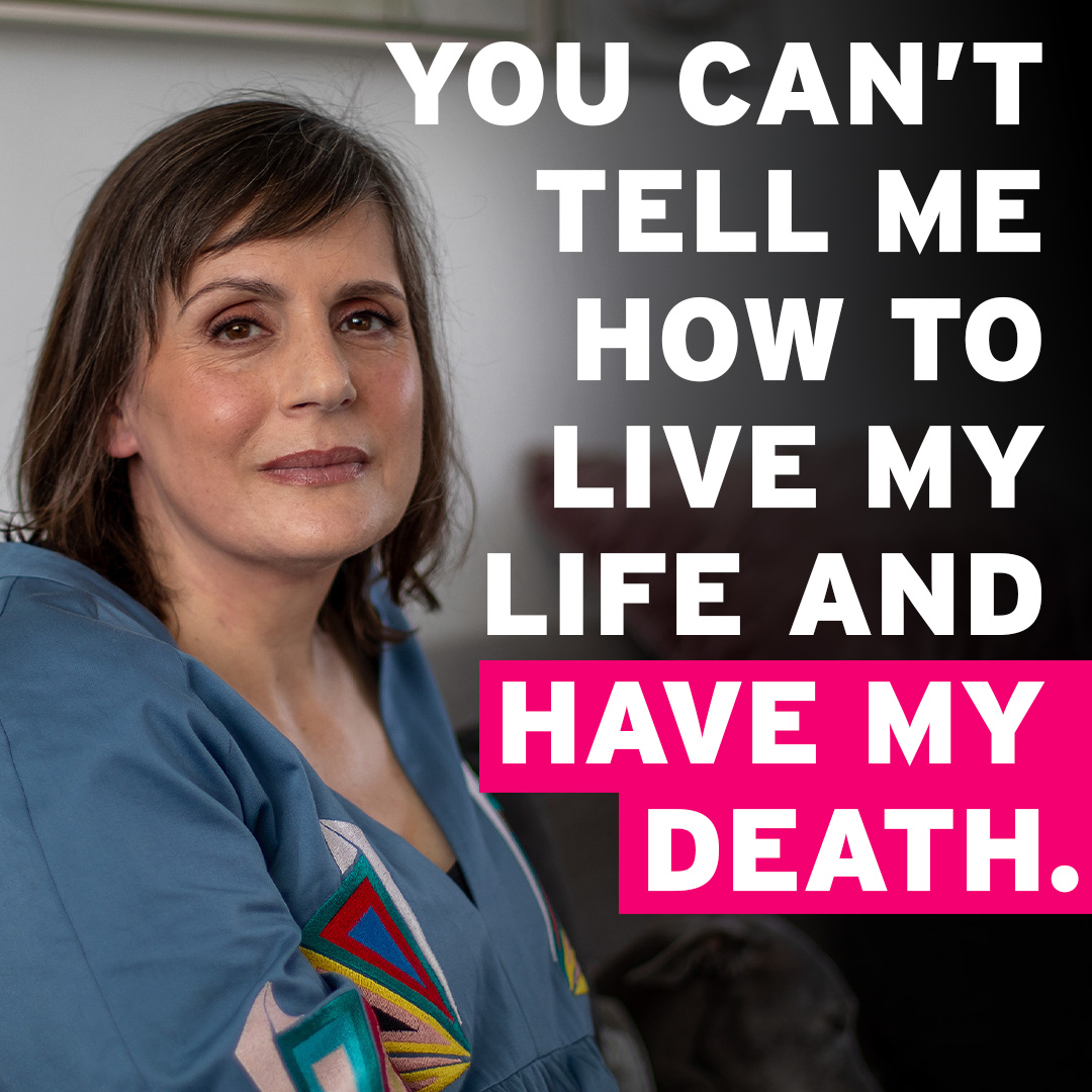 “I don’t have a choice in this country. They have taken that away.” Paola knew she was facing a painful death. Our cruel law forced her to travel alone to Dignitas, before she was ready to die, to ensure she was well enough to get there. This is inhumane. Change the law.