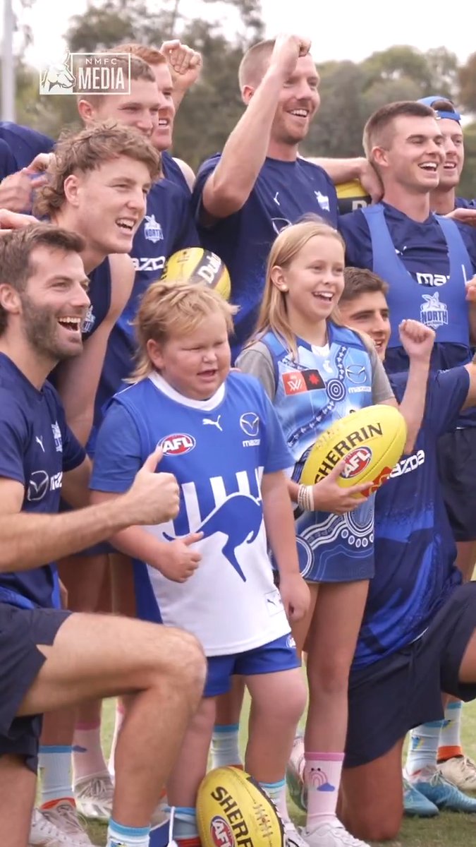 This is George, a brain cancer patient at The Royal Children's Hospital, Melbourne and as loyal a Roo as you'll meet 💙 His cancer recently returned, so we invited him over for a kick, and tomorrow he'll run through the banner with us. How good's his groundball form, while we're here? ⭐️ #Kangas