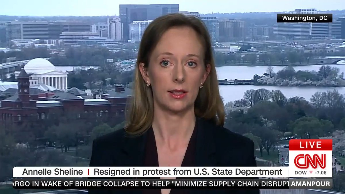 “People are shocked &amp; appalled by what the US government is doing.” Annelle Sheline has resigned from the US State Department in protest over the administration’s ongoing support for Israel &amp; the war in Gaza. “I know that I speak for many people” in the department, she tells me.