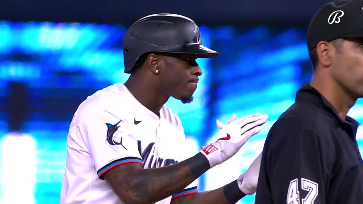 Tim Anderson doubles in his first Marlins at-bat to bring Jake Burger home 🥹