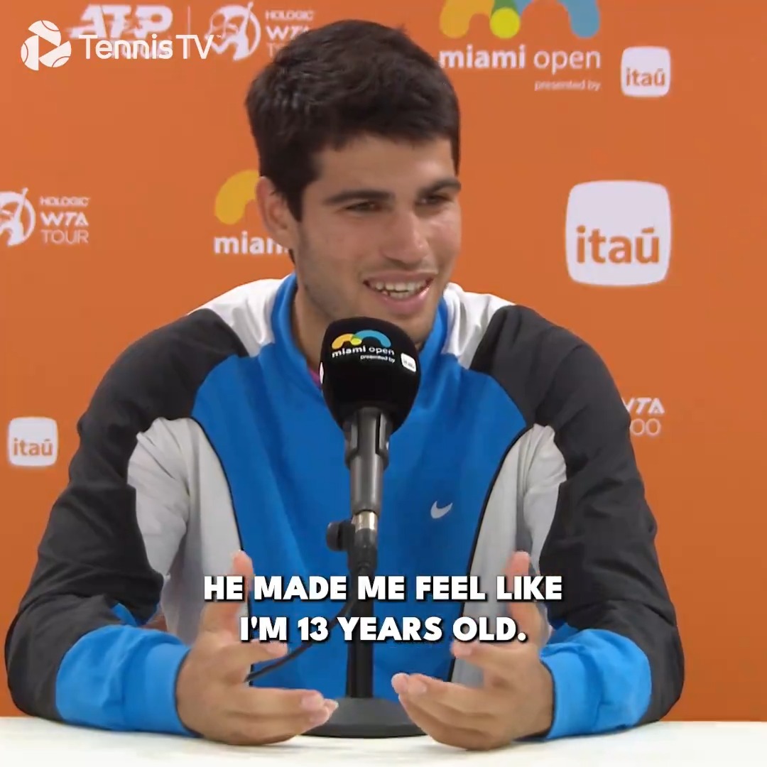 "He made me feel like I'm 13 years old!" 😳 Alcaraz reflects on his loss to Dimitrov at the #MiamiOpen