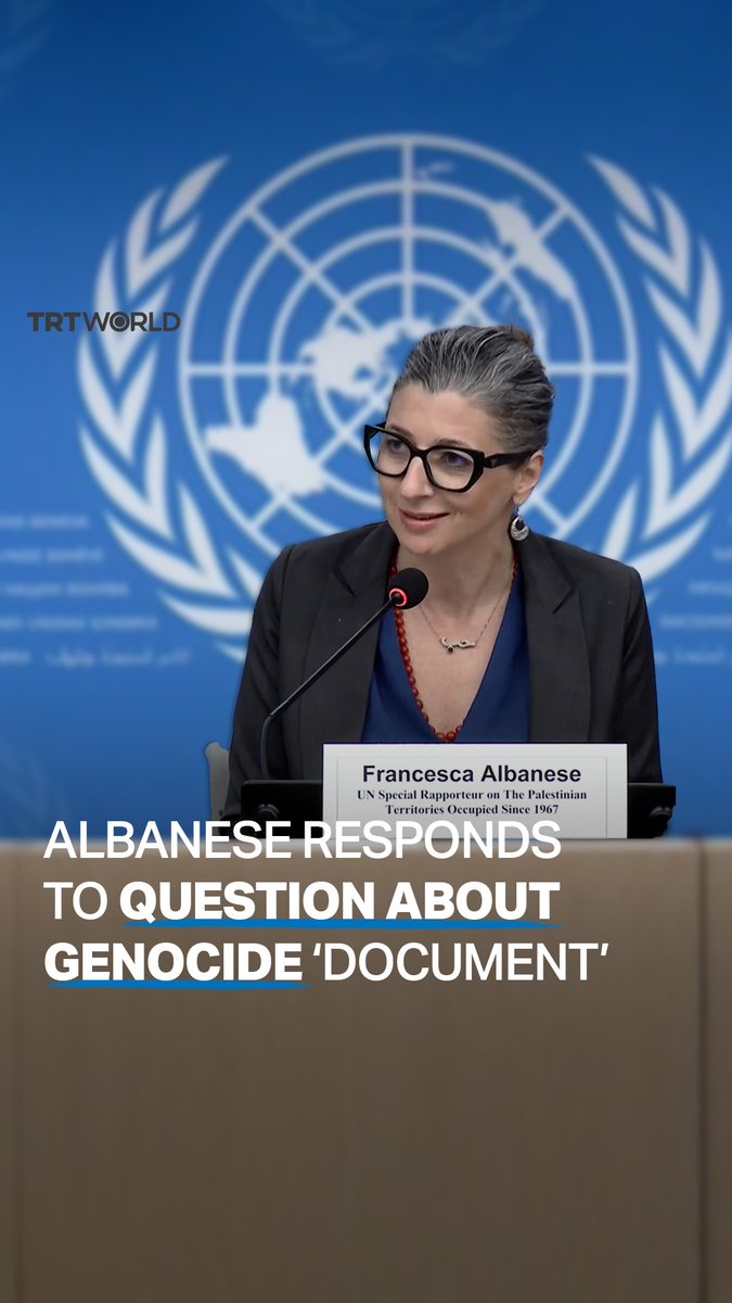 "Do you think that in Rwanda and in Bosnia-Herzegovina any government officials wrote a document saying, 'I want to commit genocide'?" This is how UN Special Rapporteur Francesca Albanese responded when asked whether she had a “clear document” showing Israel’s intent to commit a genocide