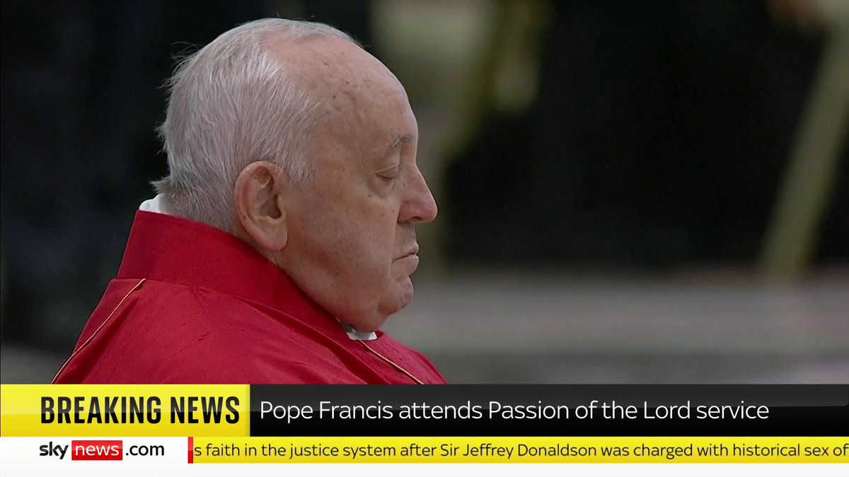 BREAKING: Pope Francis attends the Good Friday Passion of the Lord service at St Peter's Basilica, Vatican City. 📺 Sky 501