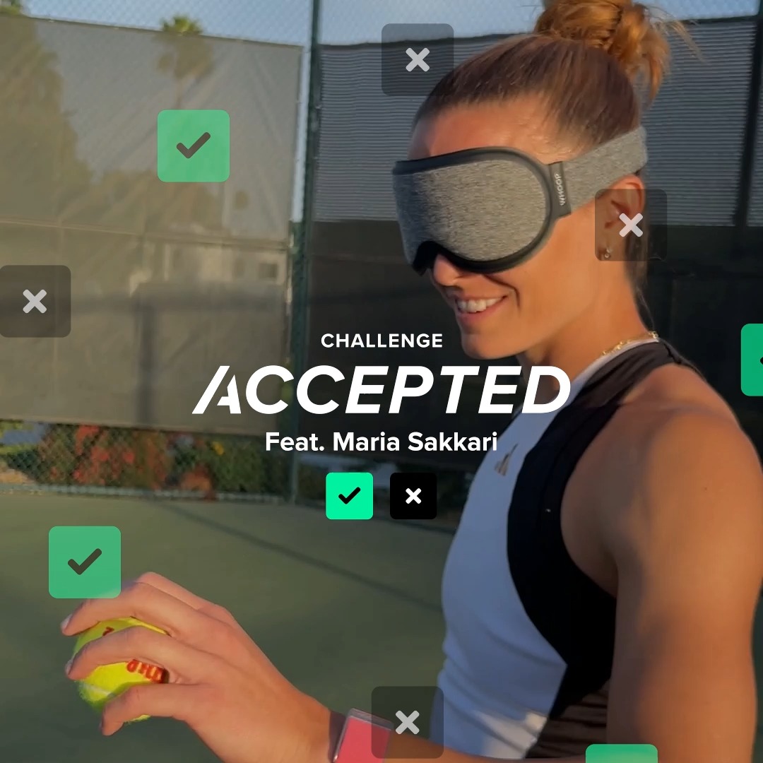 Can Maria Sakkari - world class tennis player - still serve it up while blindfolded with WHOOP Sleep Mask? Watch and see for yourself. 👀 #ChallengeAccepted